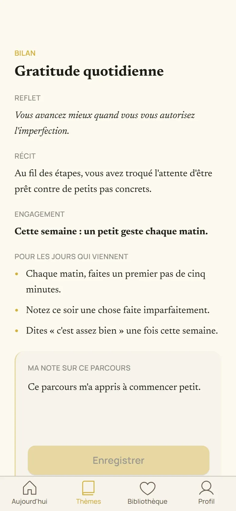 Bilan de parcours : reflet, récit, engagement et actions pour les jours qui viennent
